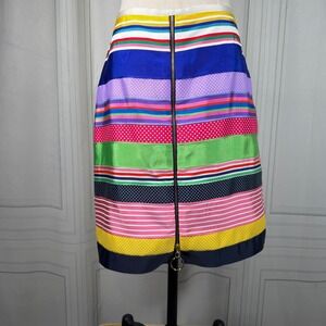 NWT J.McLaughlin Bonnebelle Ribbon Skirt 6 Multi-Color Stripe Polka Dot Mini